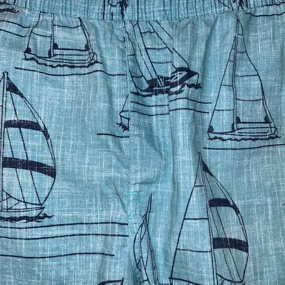 Reyn Spooner Mens Large Blue/Green Elastic Waist Casual Shorts w/Boats - Picture 2 of 9